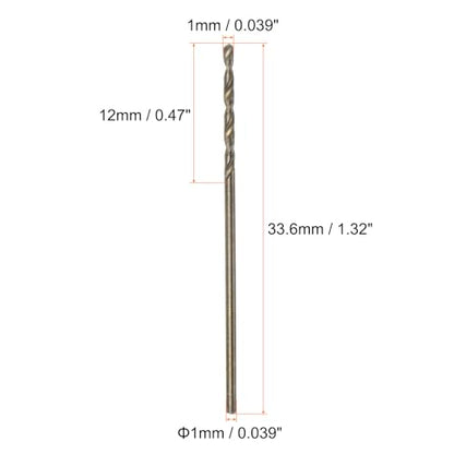 HARFINGTON 10pcs Cobalt Jobber Drill Bits 1mm / 0.039" M35 High Speed Steel HSS Twist Drilling Bit Tool for Stainless Steel Copper Wood Plastic and Other Hard Materials - size: 1mm