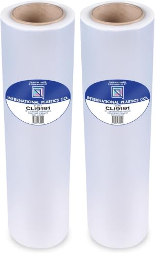 International Plastics Co. 18" 70 Gauge Plastic Stretch Film/Wrap 1500ft 500% Stretch Clear Cling Durable Adhering Packing Moving Packaging Heavy Duty Shrink Film (Pack of 2) - size: 2 Pack, style: Pro 18" Clear
