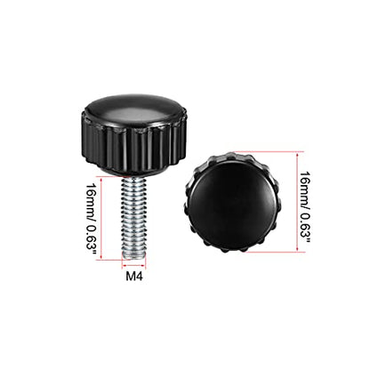 uxcell M4 x 16mm Metric Male Thread Knurled Clamping Knobs Grip Thumb Screw on Type Plastic Threaded Hand Bolt Knobs Black 12 Pcs - size: M4 x 15