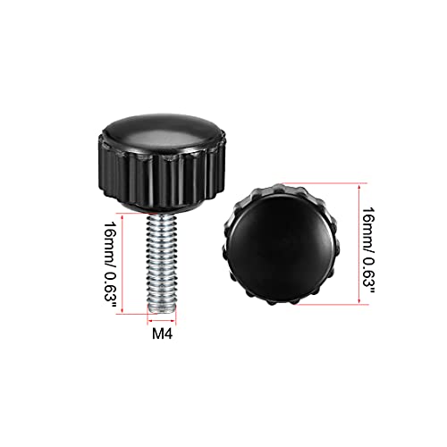uxcell M4 x 16mm Metric Male Thread Knurled Clamping Knobs Grip Thumb Screw on Type Plastic Threaded Hand Bolt Knobs Black 12 Pcs - size: M4 x 15