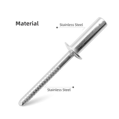 60Pcs Closed End Pop Rivets Kit, 3/16" x3/8,1/2",5/8" 3 Sizes (20 Each) - Stainless Steel Dome Head, Sealed Blind Rivets (4.8x10,12,16mm) - color: Stainless Steel, size: 3/16"x3/8,1/2",5/8"