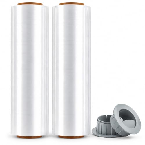 Stretch Film Shrink Wrap 17" x 1500 FT, 2 Rolls, 80 Gauge - size: 17IN-Clear-2 Rolls