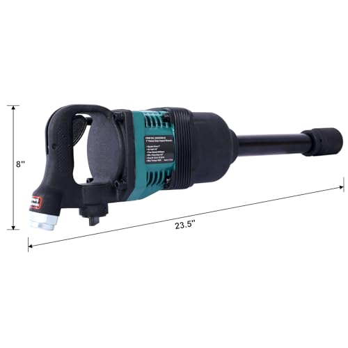 Industrial 1 Inch Air Impact Wrench with 38mm & 41mm Sockets - Heavy Duty Pneumatic Drive for Truck, Tire, and Equipment Repair, 1900 ft-lbs Max Torque, 3-Speed Forward/Reverse, 12.0 cfm, Green