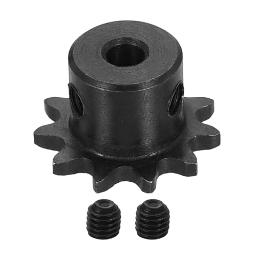 uxcell #25 Chain Roller Sprocket 5mm Bore 25.5mm OD, 11 Tooth C45 Carbon Steel ANSI #25 Roller Sprocket Round Hole with Set Screws for ISO 04C Chain, Black - size: 5mm Bore 25.5mm OD, 11 Tooth