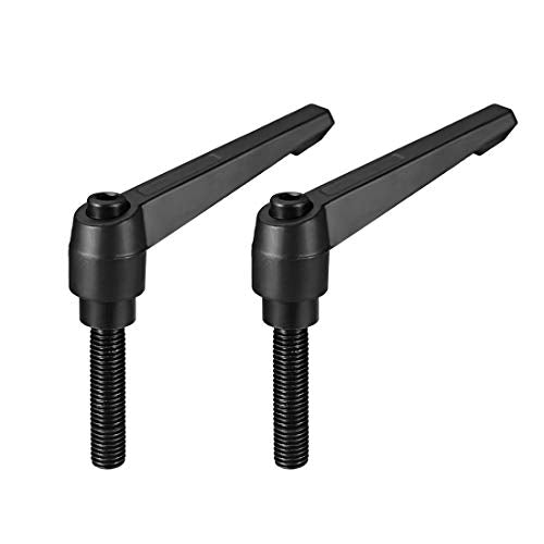 uxcell 2pcs Adjustable Clamping Lever Handle M12 x 50mm Metric Black Oxide Carbon Steel Male Threaded Stud Hand Knobs Rotating Screw Handles Bolts with Locking Lever Black - size: M12 x 50mm