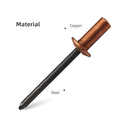 30Pcs Closed End Blind Rivets, 3/16" x3/8" - Copper Dome Head with Steel Mandrel, Sealed Pop Rivets (4.8x10mm) - color: Copper Steel, size: 3/16"x3/8"(4.8x10mm)