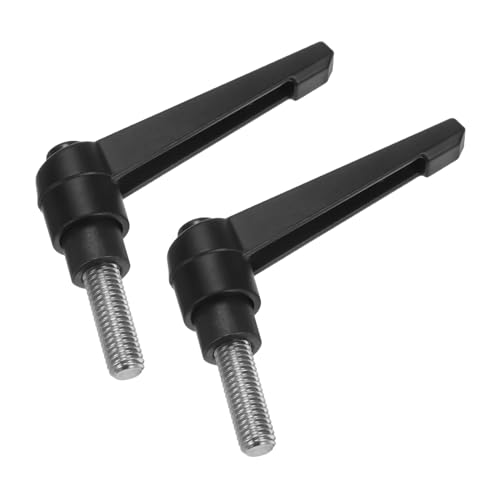 uxcell 2pcs Clamping Lever Handles, M8 x 20mm 304 Stainless Steel Threaded Male Stud, Adjustable Handles Locking Quick Release Ratchet Push Button Bolt Knobs, Black - size: M8 x 20mm