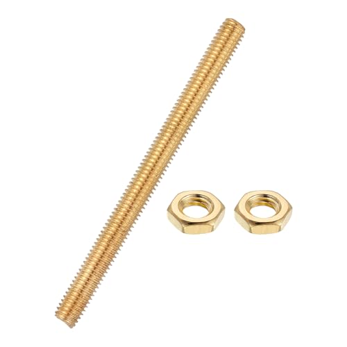 uxcell Brass Fully Threaded Rod, M8x1.25mm Pitch Right Hand Threads Studs with Solid Brass Hex Nuts, 100mm/4 Long Threaded Screw Rods Fasteners for Anchors Bolts Hangers Clamps - size: M8x1.25mmmm100mm