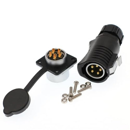 HangTon LP20 5 Pin Connector Waterproof 30 Amp Power Industrial Equipment Male Cable Plug Female Panel Mount Socket, Gold Plated Contact - color: Male Plug and Female Socket, size: 5-pin