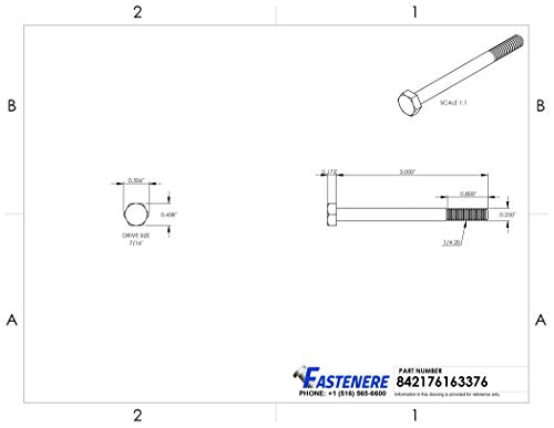 1/4-20 x 3 Hex Head Cap Screw Bolts, External Hex Drive, Stainless Steel 304, Partially Threaded, Stainless Steel, Quantity 10 By Fastenere - size: 1/4-20 x 3 Inch (10 Pack)