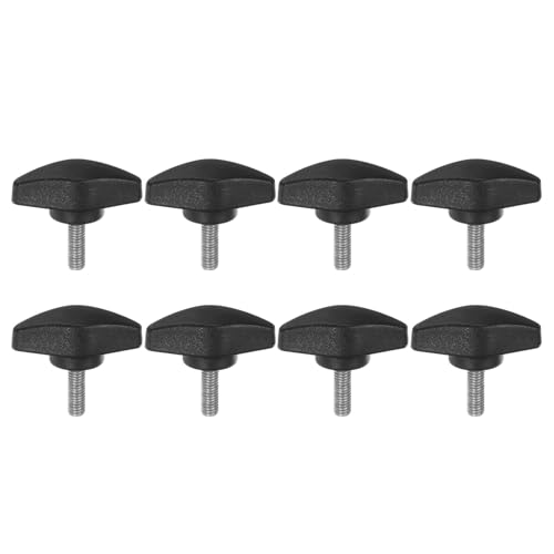 HARFINGTON 8pcs Tee Wing Knobs M5 x 16mm Metric Male Threaded Stud T Head Plastic Knob Handles Thumb Screws Hand Clamping Tightening Knob Grip Thumbscrew, Black - size: M5 x 16mm x 36mm
