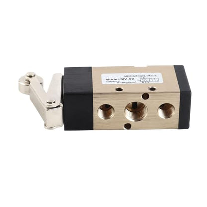 2 Position 5 Way Pneumatic Hand Pull Valve 1/4" PT Port Aluminum Alloy Roller Type Air Control Valve for Pneumatic Systems