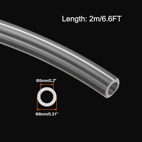 PU Air Hose, 8mm x 5mm Clear, 6.6FT, 1pc - color: Clear, size: 8mm x 5mm x 2m