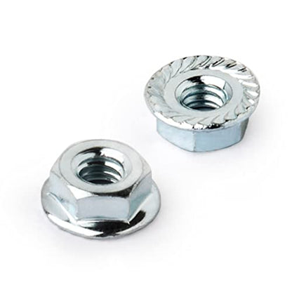 POWERTEC QLN1202 Serrated Flange Hex Lock (M10) Nuts | Premium Carbon Steel Zinc Plated Fasteners – 25 Pack - style: Flange M10