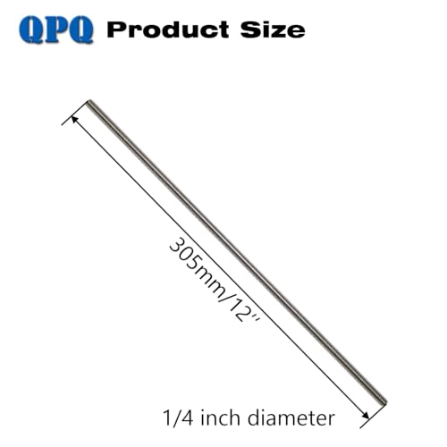 304 Stainless Steel Fully Threaded Rods, 1/4"-20 Thread Size, 4 Pcs