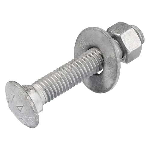 1/2" x 3.5" (25 Pack) Galvanized Carriage Bolt Kit Grade 307A Includes 1/2" USS Flat Washers (25 pcs) and 1/2"-13 Hex Nuts (25 pcs), Hot Dip Galvanized for Exterior Use by Makers Bolt - size: 1/2 x 3.5