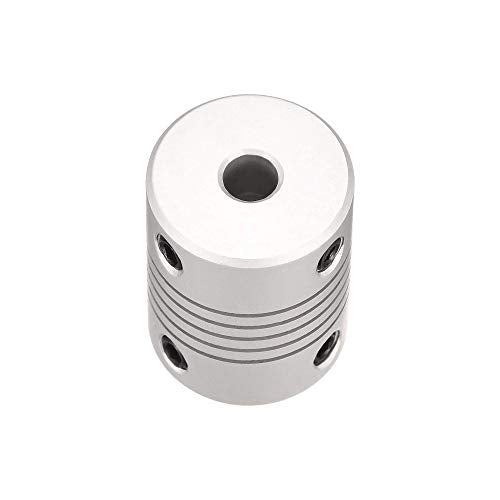 uxcell 5mm to 6.35mm Aluminum Alloy Shaft Coupling Flexible Coupler Motor Connector Joint L25xD19 Silver,5pcs
