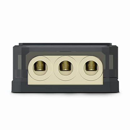 DS18 DB1030 Distribution Ground Block - 1 x 0GA in/ 3 x 0GA Out, Nickle Plated Internal Materials, High-Strength Heat Resistant Plastic Housing, Oversized Screws for Secure Connections (1 in 3 Out) - size: Single, style: 1X0GA in - 3X0GA Out