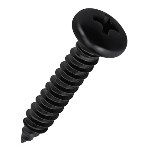 #10 x 5/8" (50 Pack) Stainless Steel Pan Head Self Tapping Screws, 304 SS (18-8) Black Coated, Phillips Drive Round Head Corrosion Resistant Screws for Wood & Sheet Metal - size: #10 x 5/8"