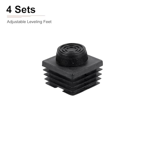 DTGN 40x40mm(LxW) Adjustable Leveling Feet - 4Sets - Good for Furniture - Square Insert Kit Furniture Glide - Black