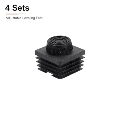 DTGN 40x40mm(LxW) Adjustable Leveling Feet - 4Sets - Good for Furniture - Square Insert Kit Furniture Glide - Black