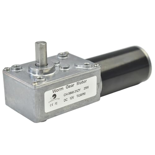 CHANCS Reversible Turbine Worm Motor 12V 50RPM Metal Gear Self-Locking Geared Motor Suitable for Advertising Equipment,Strongbox - size: 50RPM