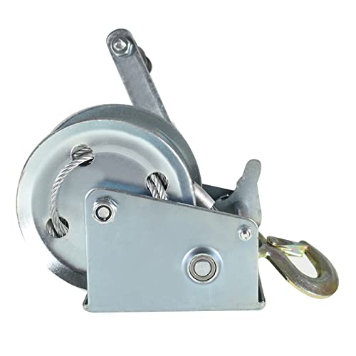Hand Crank Winch 1600 lbs with Brake Come-Along Heavy Duty Steel Cable for Boat, Trailer, ATV