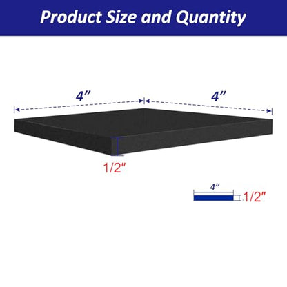 Foam Padding Sheets with Adhesive Backing - 1/2" Thick Self Stick Neoprene Insulation Foam,1/2 Inch Thick X 4 Inch Long X 4 Inch Wide - 4Pcs - size: 4In*4In*1/2In