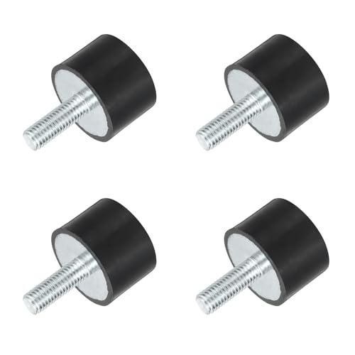 uxcell M8 Thread Rubber Mounts, Vibration Isolators, Cylindrical Shock Absorber with Studs 30 x 20mm 4pcs - size: M8x30x20mm