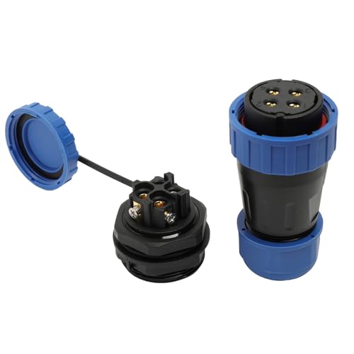 TY28 4 Pin 45A Power Waterproof Connector, Solder-Free, Bulkhead Plug Socket Female Male Quick-Disconnect for Outdoor Electrical Automotive - color: Panel Mount, size: 4 Pin 45A