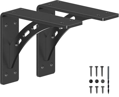 7 inch x 6 inch Heavy Duty Shelf Brackets , Max Load 1100 Lbs ,Premium Alloy Metal Mantel Brackets (Set of 2) Fireplace Mantel Brackets - Countertop Support (7" x 6" ) - size: 7 inch x 6 inch