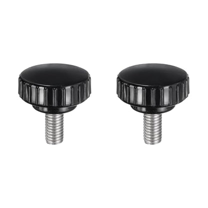 uxcell 2pcs Knurled Clamping Knobs M8 x 16mm Metric 304 Stainless Steel Male Thread Thumb Screw on Type 30mm Plastic Round Head Threaded Hand Bolt Stud Knobs Black - size: M8 x 16mm x 30mm