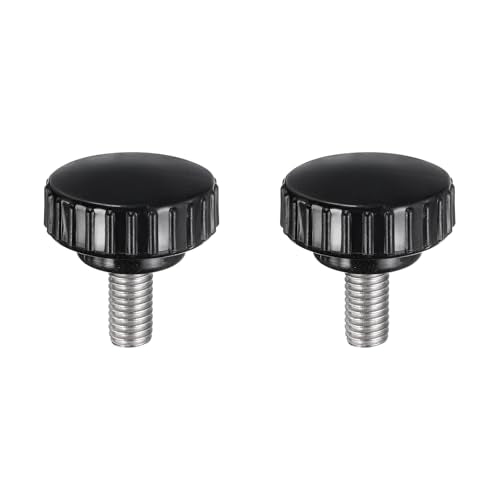 uxcell 2pcs Knurled Clamping Knobs M8 x 16mm Metric 304 Stainless Steel Male Thread Thumb Screw on Type 30mm Plastic Round Head Threaded Hand Bolt Stud Knobs Black - size: M8 x 16mm x 30mm
