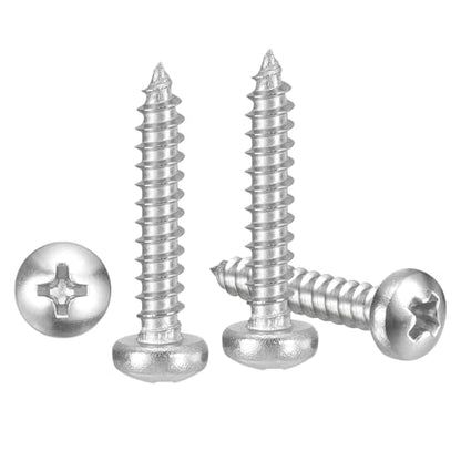 METALLIXITY Phillips Pan Head Self Tapping Screw #4x5/8 100Pcs - color: Silver Tone, size: #4x5/8"