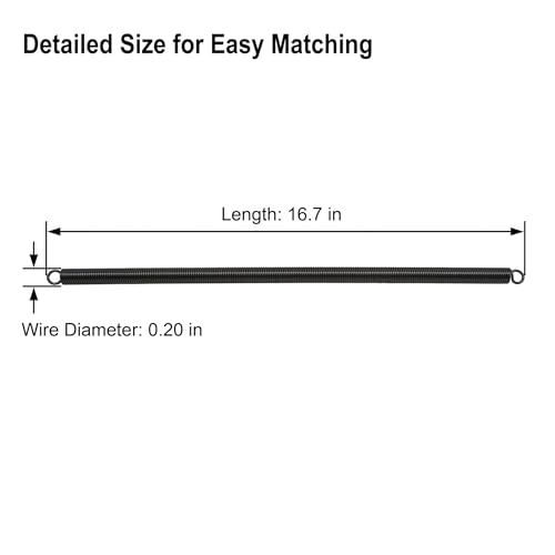 9652 Wood Screen Door Closer Extension Spring，Spring Steel Construction, Black-Painted Finish, Closed Double Loop – 2-Pack