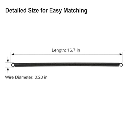 9652 Wood Screen Door Closer Extension Spring，Spring Steel Construction, Black-Painted Finish, Closed Double Loop – 2-Pack