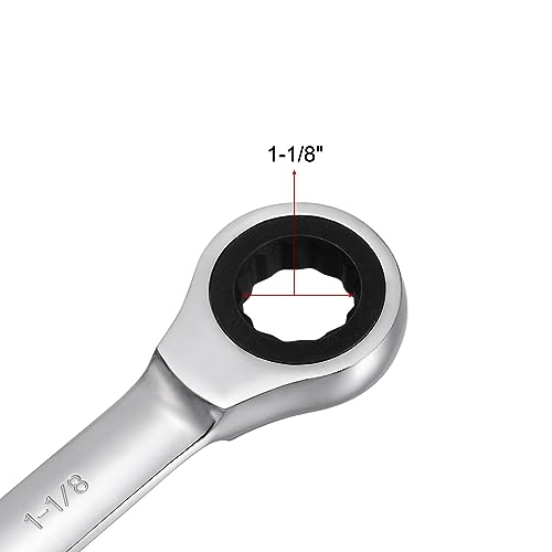 uxcell 1-1/8 Inch Ratcheting Combination Wrench SAE 72 Teeth 12 Point Ratchet Box Ended Spanner Tools, Cr-V - size: 1-1/8"