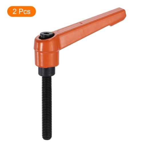 uxcell Clamping Lever Handles for Lathe, M6x40mm Male Thread Orange 2Pcs - size: M6x40mm