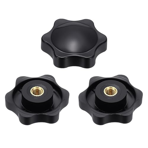 HARFINGTON Star Knob M5 Female Thread 32mm Head Brass Insert Black 3pcs - color: Black, size: M5 x 32mm