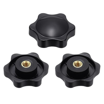 HARFINGTON Star Knob M5 Female Thread 32mm Head Brass Insert Black 3pcs - color: Black, size: M5 x 32mm