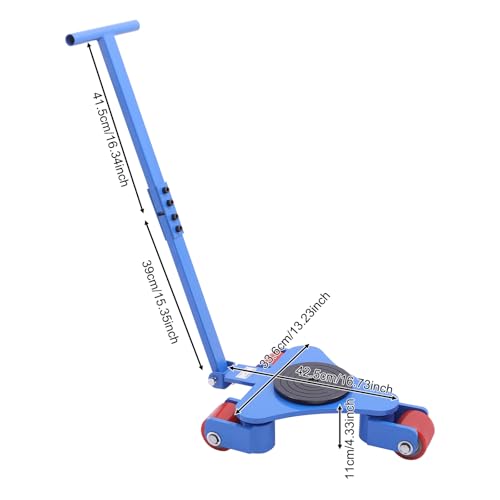 Heavy Duty Machinery Mover Dolly with Handle, 4409 lbs Capacity, 3 Swivel Rollers,Multi-Direction 360° Rotation, Rotating Machine Dolly for Warehouse and Workshop (Blue) - color: Blue