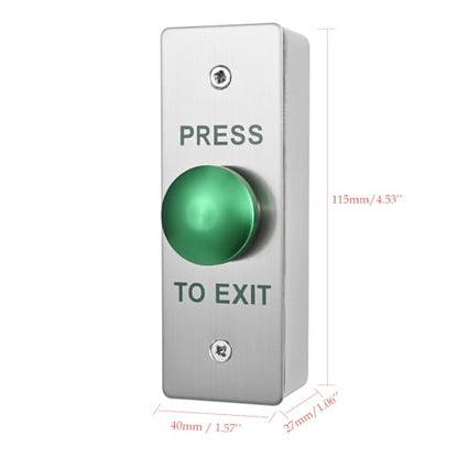 Push to Exit Button for Door Access Control Big Press Button Waterproof Stainless Steel Shell with Back Mounted Box NO/COM Output - color: 4.5''x1.6'' with Box