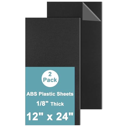 2Pack Black ABS Plastic Sheet 12" x 24" x 1/8" Thick Black Rigid Thermoplastic Sheet (Upgrade Surface) 3MM Flexible High Tensile ABS Moldable Plastic Panel for Crafts, DIY, Signs - color: Black, size: 12" x 24" x 1/8"