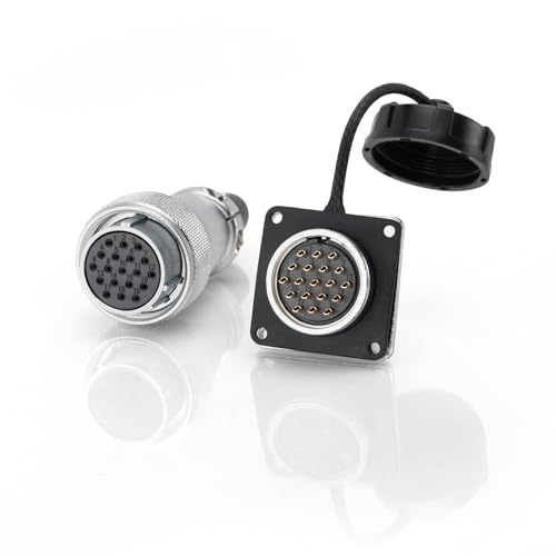Weipu WS24 19-Pin Aviation Circular Connector, 5A 18AWG High Voltage Power, Bulkhead Panel Mount Male Socket & Female Plug, for LED Lighting Automotive Industrial Use - color: Female Plug and Male Socket, size: 19 Pin