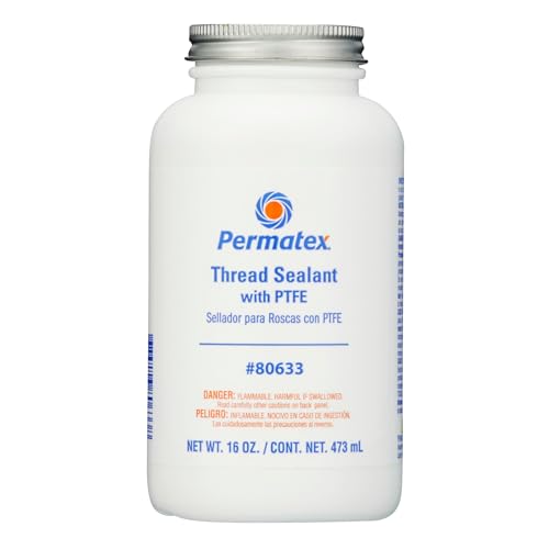 Permatex 80633 Thread Sealant with PTFE, 16 oz., red - size: 16 Fl. Oz.