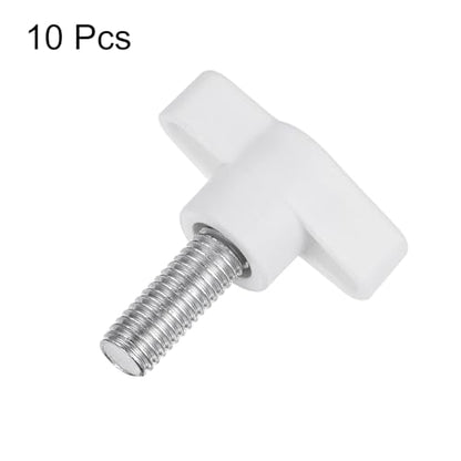 HARFINGTON 10pcs Wing Knobs M8 x 12mm Male Thread Plastic Tee Stud Knobs T Threaded Handles Hand Clamping Tightening Thumb Screws Thumbscrew, White - color: White, size: M8 x 12mm