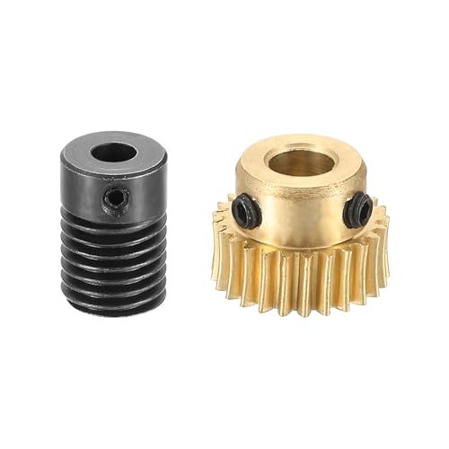 uxcell Worm Gear Set Right Rotation 25T 0.5 Module 1:25 Reduction Rate - size: Gear-5mm, Rod-5mm Bore, style: 0.5M-25T