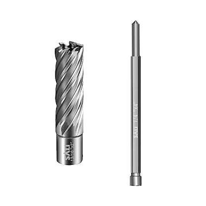 SALI Annular Cutter Diameter 13/16 Inch with Weldon Shank 3/4" (with 2 Flats) Cutting Depth 2" Mag Drill Bit for Magnetic Drill Press HSS Fully Ground Drill with One 1/4"*4" Pilot Pin - size: 13/16"*2"