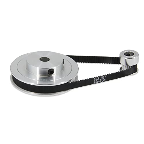 2PCS Set GT2 Synchronous Wheel 20&80 Teeth 8mm Bore Aluminum Timing Pulleys with 2PCS Length 250mm Width 6mm Belt (20-80T-8B-6) - style: 20-80T-8B-6