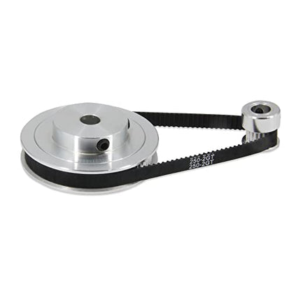 2PCS Set GT2 Synchronous Wheel 20&80 Teeth 8mm Bore Aluminum Timing Pulleys with 2PCS Length 250mm Width 6mm Belt (20-80T-8B-6) - style: 20-80T-8B-6